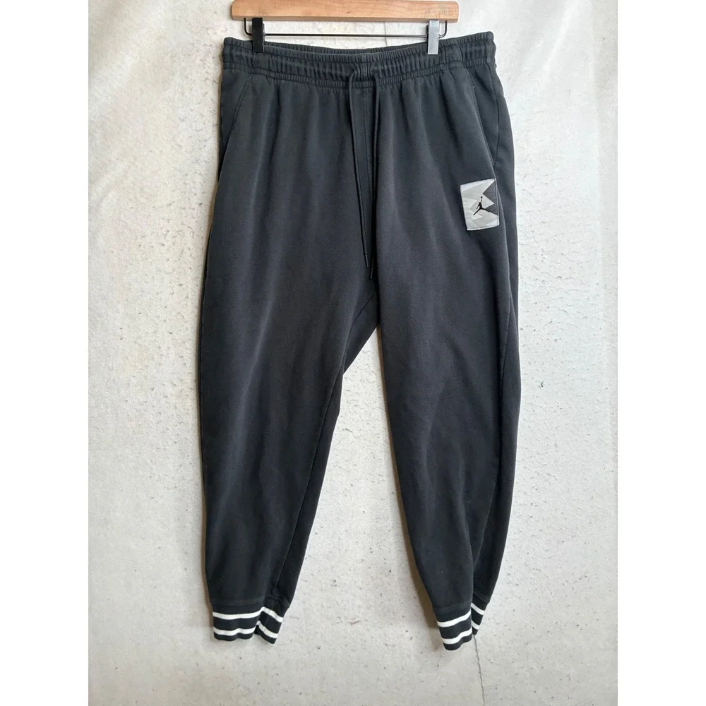 Jordan Mens Flight Fleece Joggers Black Striped Cuffs Sweatpants XL CV2249-010